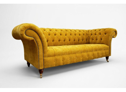 Diseñador Chesterfield amarillo de 3 plazas de lujo.