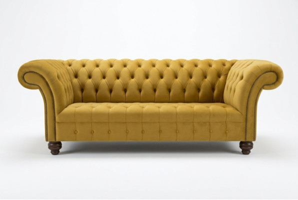 Sofá Chesterfield de diseñador, conjunto de sofá y sillón tapizado en terciopelo de 4 piezas.