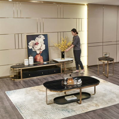Conjunto de sala de estar Sideboard mesa auxiliar mesa de centro mesa 3 piezas completo.