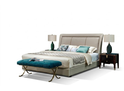 Cama Camas Acolchado Doble Matrimonio Lujo Cuero Moderno Diseñador Muebles de dormitorio