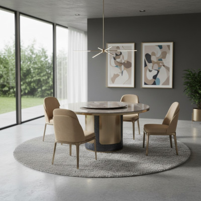 Diseño de mesa de madera mesa de comedor redonda Mesas redondas 135 cm Decoración de lujo Clase