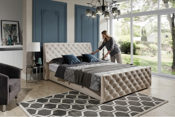 Cama Chesterfield cama cuero 180x200cm cabecera matrimonio diseño cuero muebles de hotel.