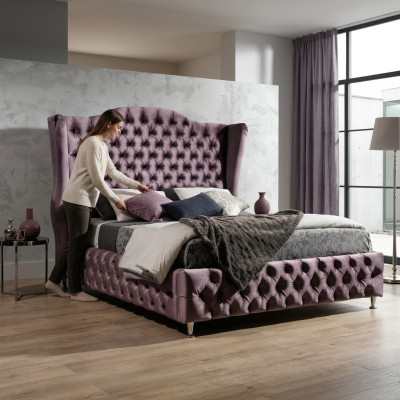 Cama Chesterfield real berenjena camas Diseño clásico