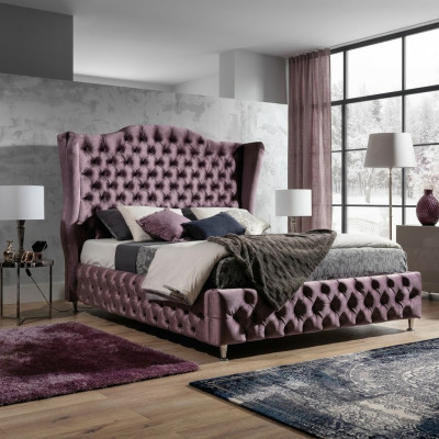 Cama Chesterfield real berenjena camas Diseño clásico