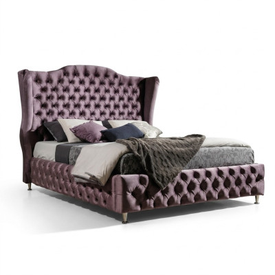 Cama Chesterfield real berenjena camas Diseño clásico