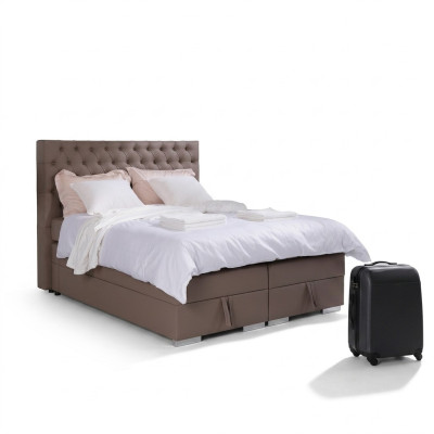 Cama completa boxspring colchón topper hotel camas dobles Chesterfield nuevo.