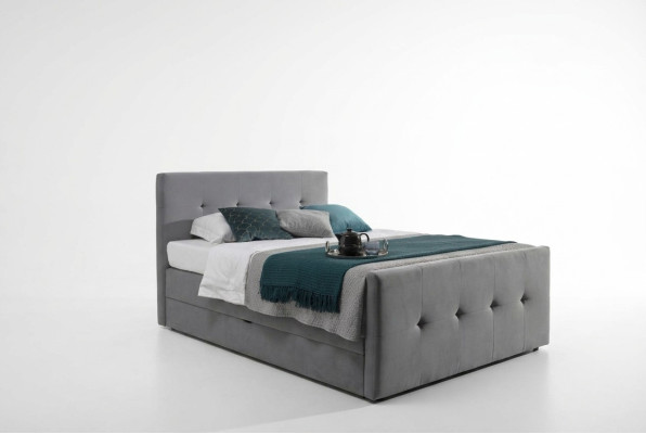 Moderna cama Chesterfield gris lujosas camas dobles muebles de dormitorio.