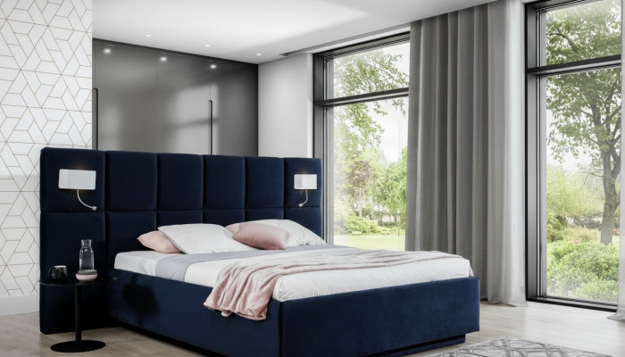 Cama de diseño Hotel Doble Cama Dormitorio Acolchado de Lujo Camas 180x200cm Textil