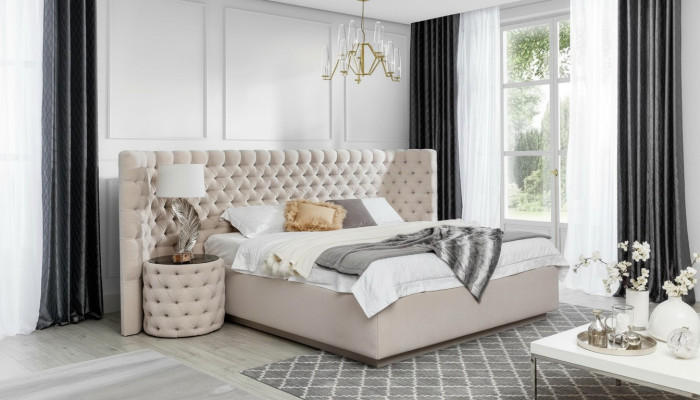 Diseño de cama Chesterfield de cuero para hoteles de lujo en dormitorios con tapicería de cuero nueva.