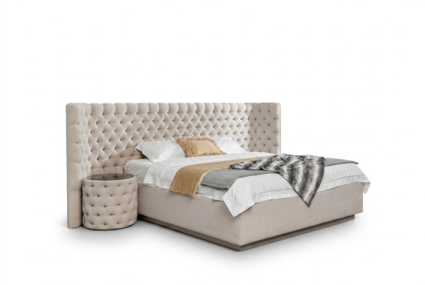 Diseño de cama Chesterfield de cuero para hoteles de lujo en dormitorios con tapicería de cuero nueva.