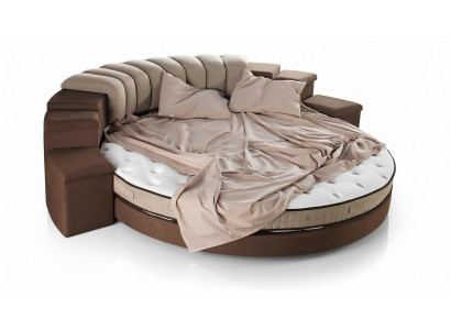 Cama redonda Diseño moderno Lujo Tapizado Camas redondas Textil Tela