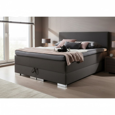 Cama tapizada diseño de cuero textil doble XXL grande barroco