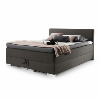 Cama tapizada diseño de cuero textil doble XXL grande barroco