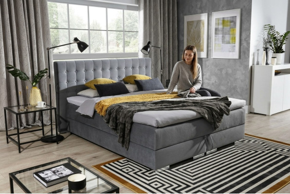 Diseño de cama Chesterfield textil terciopelo acolchado terciopelo camas de hotel dormitorio nuevo
