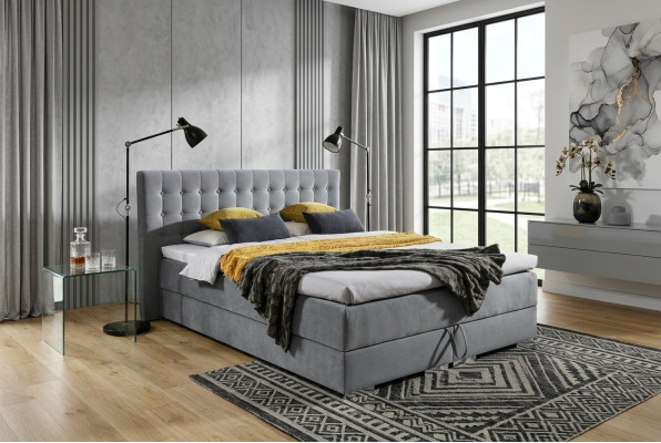 Diseño de cama Chesterfield textil terciopelo acolchado terciopelo camas de hotel dormitorio nuevo