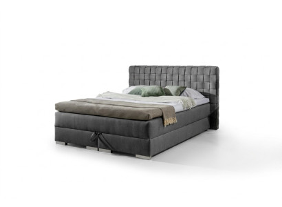 Diseño de cama de lujo para hotel, cama de 200x200 cm, cama box spring, tela gris, nueva, de 200x200 cm.