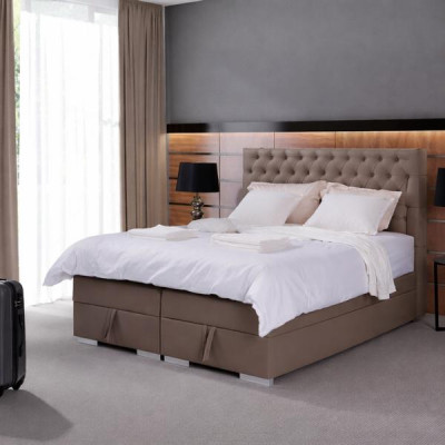 Cama de lujo de dormitorio tapizado diseño de cama doble de hotel de lujo Chesterfield