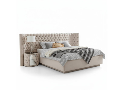 Cama Chesterfield de lujo para dormitorio de hotel decorada con botones.