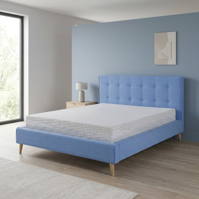 Chesterfield de terciopelo de doble diseño Cama de lujo de diseño Doble Azul Nuevo