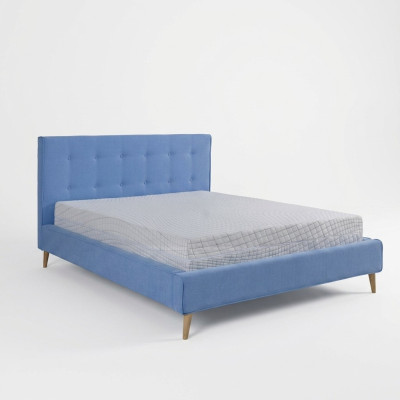 Chesterfield de terciopelo de doble diseño Cama de lujo de diseño Doble Azul Nuevo