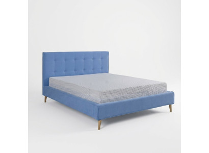 Chesterfield de terciopelo de doble diseño Cama de lujo de diseño Doble Azul Nuevo