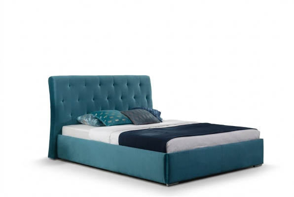 Cama acolchada de lujo diseño doble de hotel 180x200cm dormitorio de terciopelo nuevo