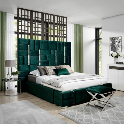 Cama tapizada, cama doble, cama de diseñador, cama matrimonial, cama de dormitorio, cama de terciopelo, camas de tela.