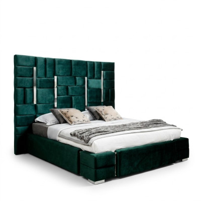 Cama tapizada, cama doble, cama de diseñador, cama matrimonial, cama de dormitorio, cama de terciopelo, camas de tela.