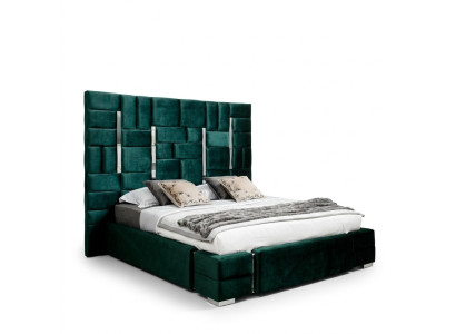 Cama tapizada, cama doble, cama de diseñador, cama matrimonial, cama de dormitorio, cama de terciopelo, camas de tela.