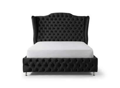 Cama negra acolchada Chesterfield cama doble de lujo diseño de dormitorio camas