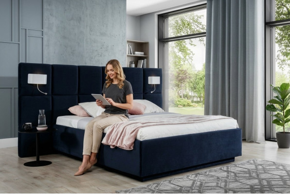 Diseño de dormitorio cama de lujo 200x200 Telas Camas Doble Estructura de cama