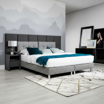 Cama de diseñador Dormitorio Camas Textil Cuero Hotel Lujo Tapizado Terciopelo Gris Nuevo.