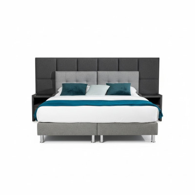 Cama de diseñador Dormitorio Camas Textil Cuero Hotel Lujo Tapizado Terciopelo Gris Nuevo.