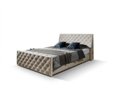 Chesterfield cama dormitorio cama textil 200x200cm terciopelo grande hotel beige nuevo