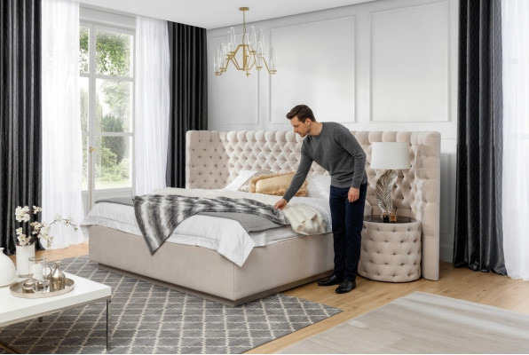 Hotel Chesterfield cama doble acolchada de cuero cama de lujo dormitorio camas