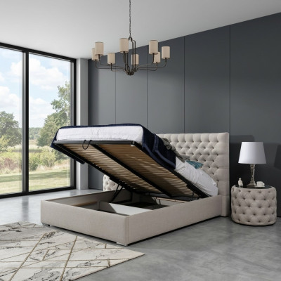 Cama moderna blanca elegante diseño de cama doble Chesterfield cama tapizada.