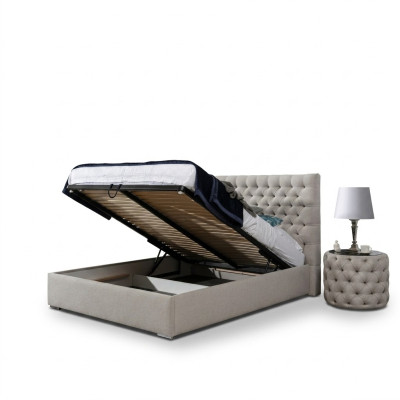 Cama moderna blanca elegante diseño de cama doble Chesterfield cama tapizada.
