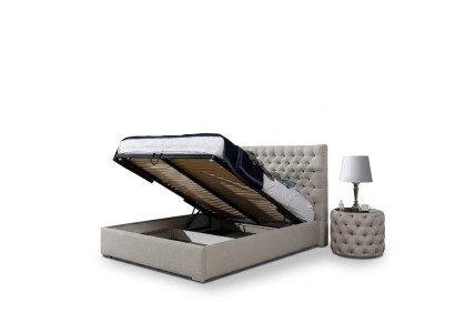 Cama moderna blanca elegante diseño de cama doble Chesterfield cama tapizada.