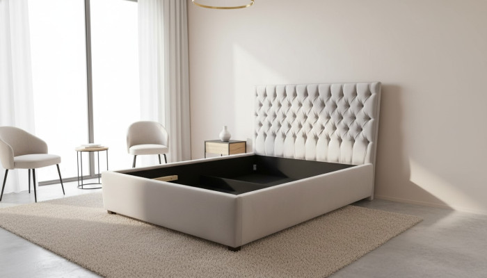 Cama Chesterfield tapizada diseño lujo cama doble de hotel dorada de lujo cama de hotel nueva