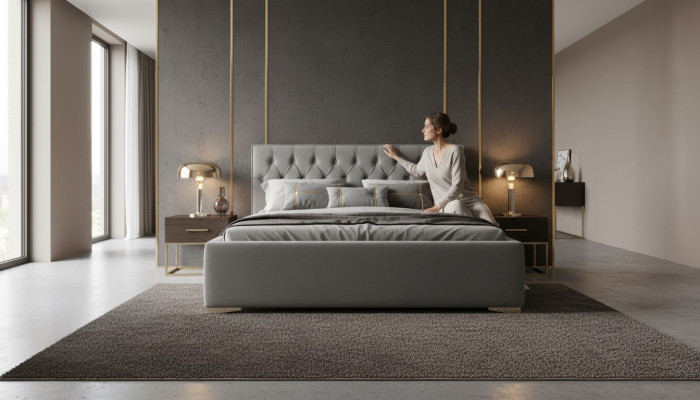 Chesterfield Textil Cama Acolchada Diseño 140x200 Cama Doble Estructura de Cama