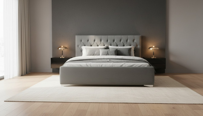 Chesterfield Textil Cama Acolchada Diseño 140x200 Cama Doble Estructura de Cama