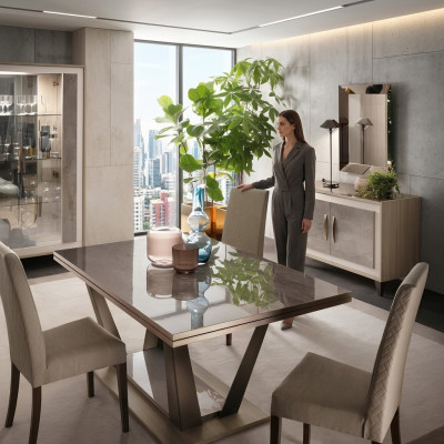 Mesa de comedor Sala de estar Conjunto de muebles de madera Diseño de muebles italianos
