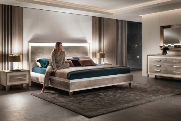 arredoclassic Set de muebles de dormitorio italiano diseño cama mesita de noche