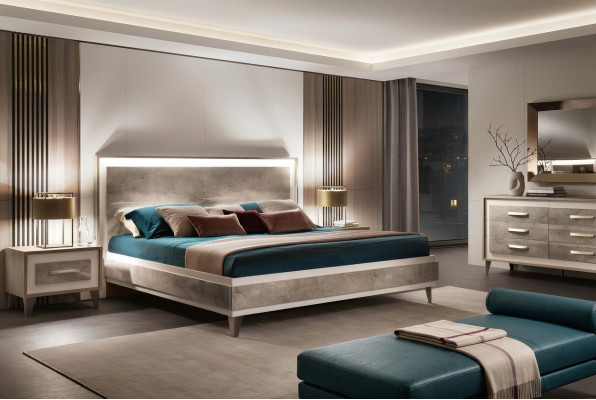 arredoclassic Set de muebles de dormitorio italiano diseño cama mesita de noche