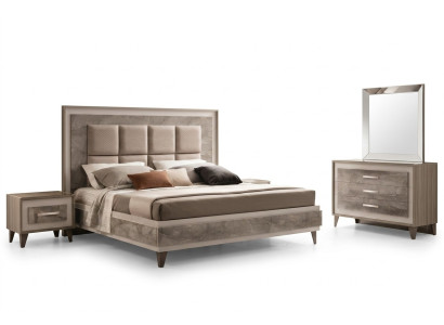 Mesa de noche de la cama, conjunto de dormitorio de 3 piezas. Lujo, moderno, completo, muebles italianos.