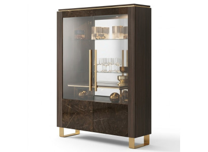 Armario de cristal Vitrina Vitrinas Armario de lujo Madera Estilo Vidrio Estante Armarios