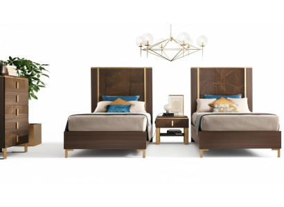 2x Cama + mesita de noche 3 piezas. Conjunto de dormitorio de lujo diseñado por diseñador.