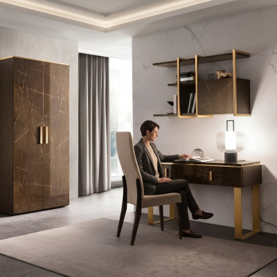 Estilo clásico y moderno, silla de madera con tela, sillón de club tapizado, diseño de sala de estar lounge.
