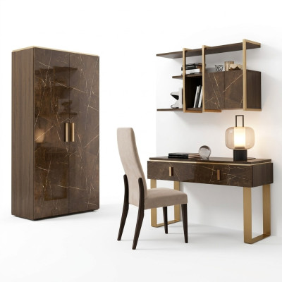 Estilo clásico y moderno, silla de madera con tela, sillón de club tapizado, diseño de sala de estar lounge.