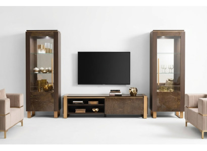 Conjunto de muebles de sala: aparador de diseñador para sala de estar, 2 vitrinas, 3 piezas.